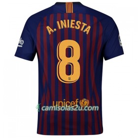 Camisolas de Futebol FC Barcelona A_Iniesta 8 Equipamento Principal 2018/19 Manga Curta